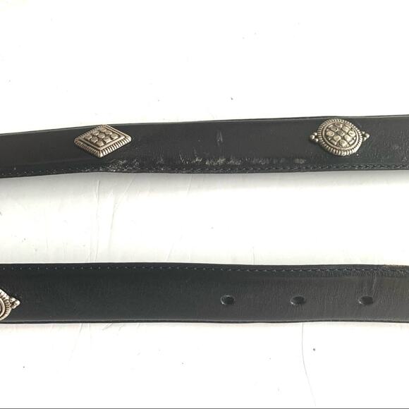 Fossil black leather with boho silver grommets belt - Picture 11 of 13